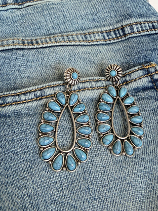 Natural Stone Oval Drop Earrings – Cowgirl Chrome Glam - Buttercup Lynne Boutique