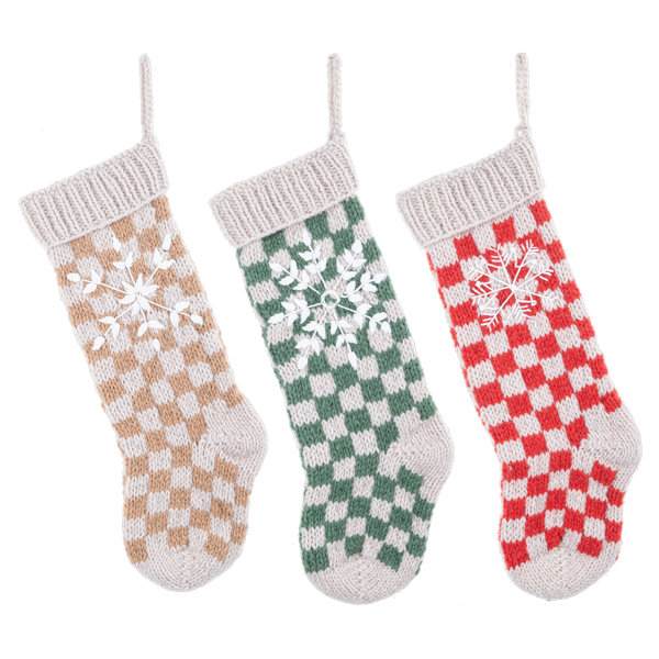 Knit Buffalo Check Snowflake Christmas Stocking – Midwest Gift