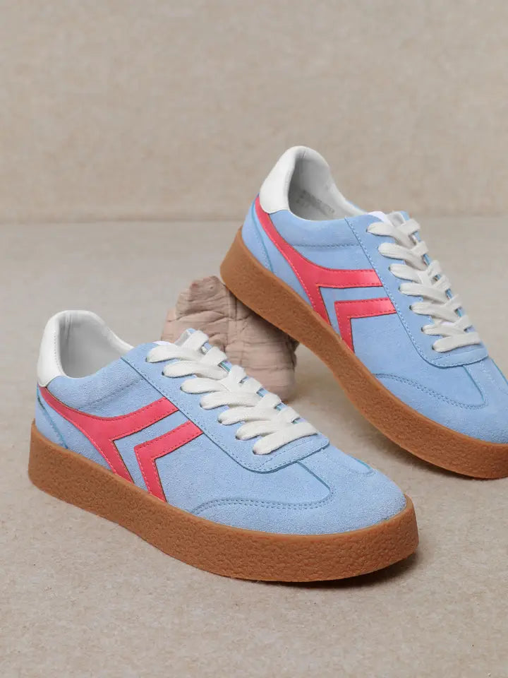MiiM Nova Pink & Blue Suede Platform Sneaker