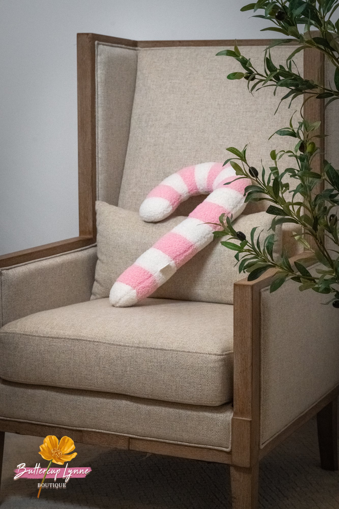 Pink Sugar Candy Cane Pillow | Buttercup Lynne - Buttercup Lynne Boutique