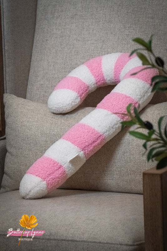 Pink Sugar Candy Cane Pillow | Buttercup Lynne - Buttercup Lynne Boutique