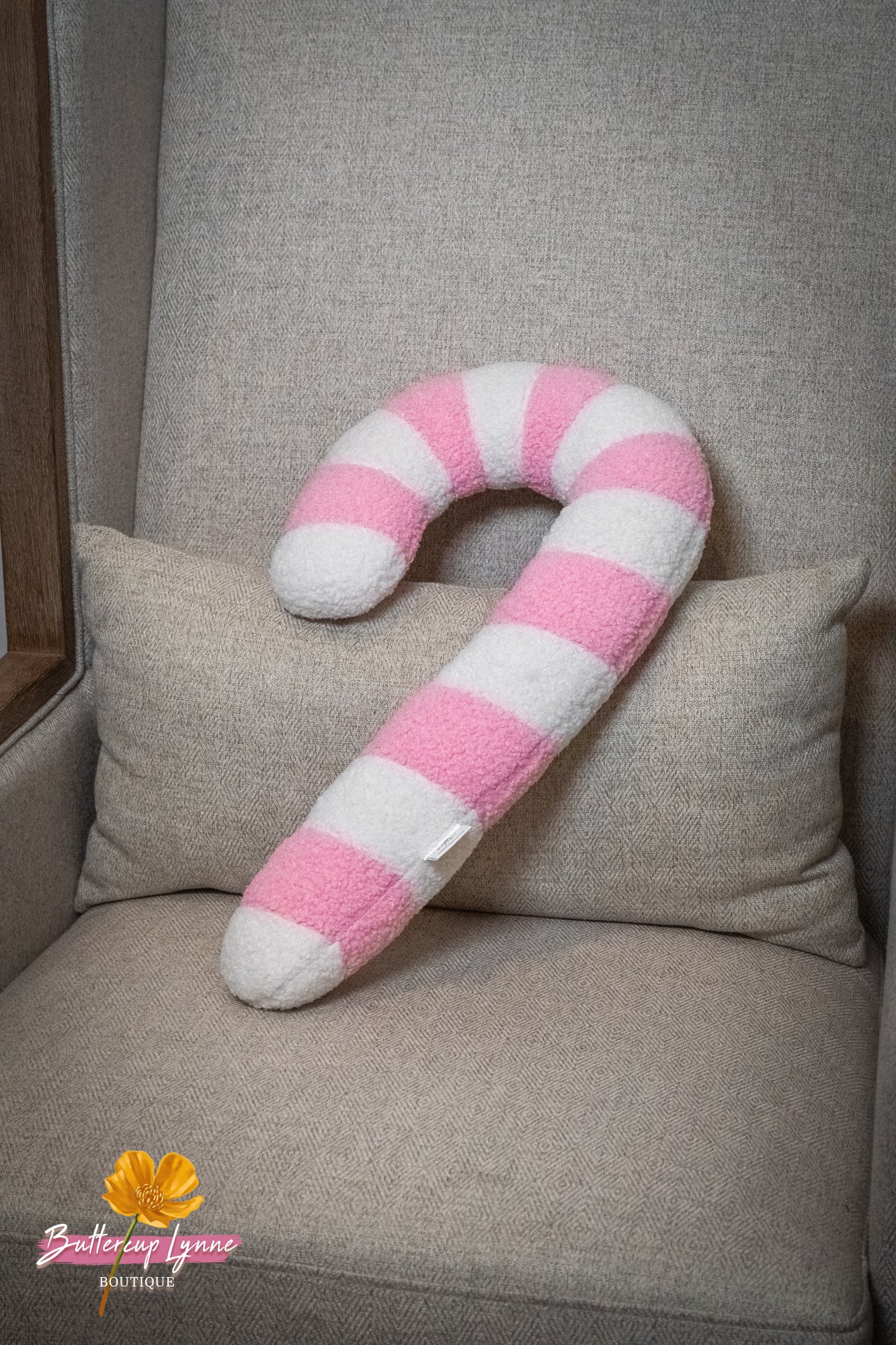Pink Sugar Candy Cane Pillow | Buttercup Lynne - Buttercup Lynne Boutique
