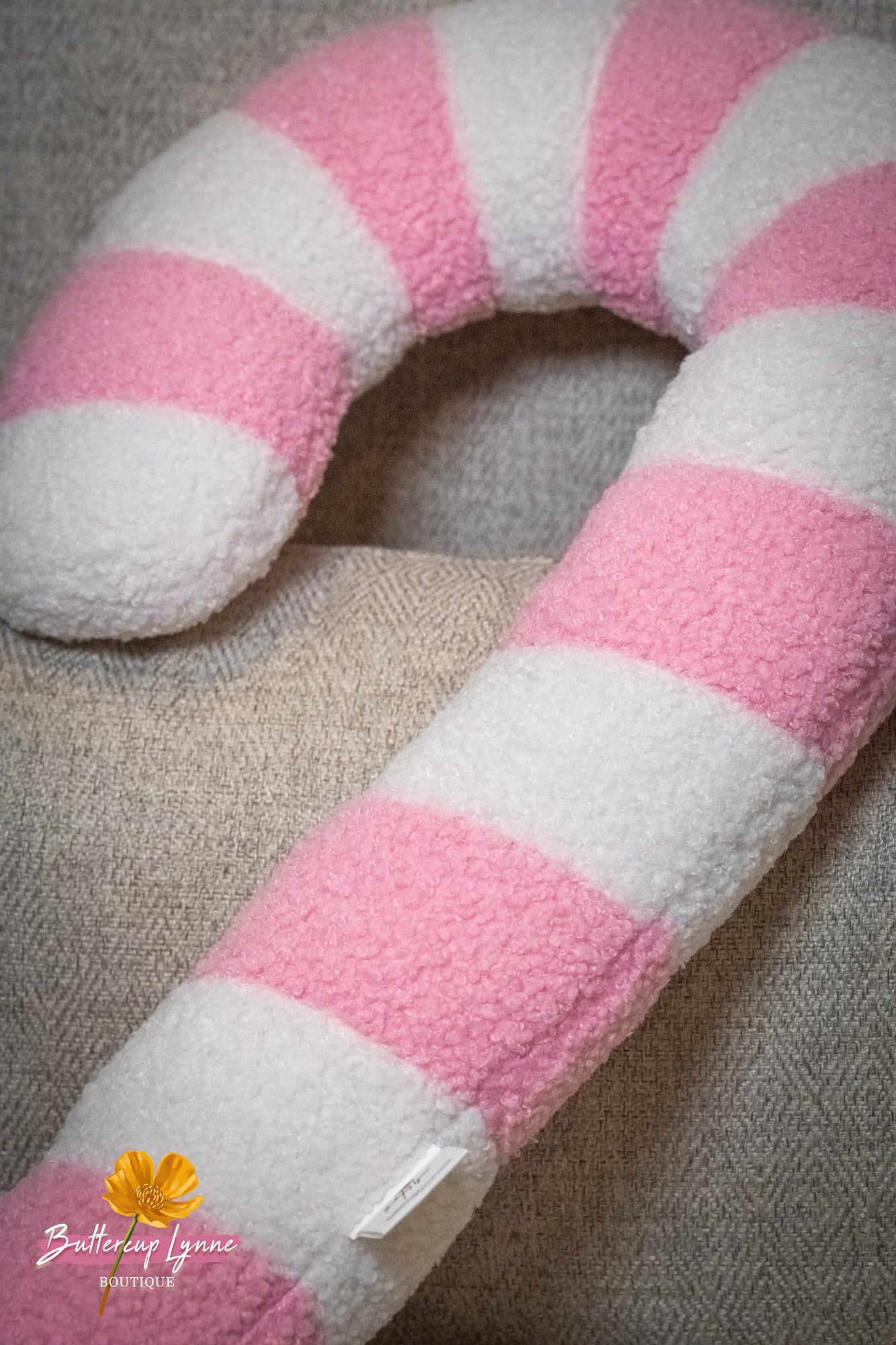 Pink Sugar Candy Cane Pillow | Buttercup Lynne - Buttercup Lynne Boutique