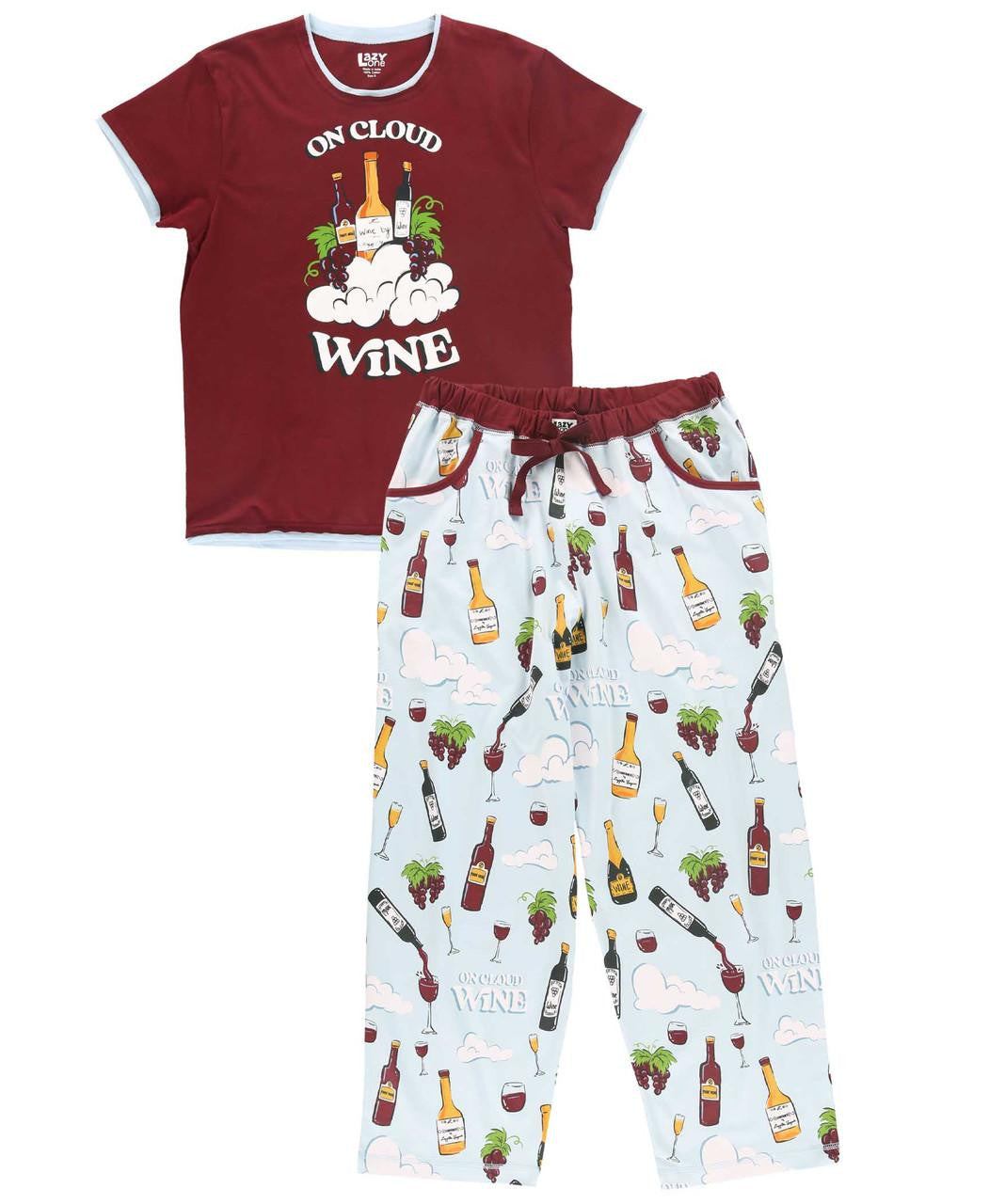 Lazy On Cloud Wine PJ Pant Set