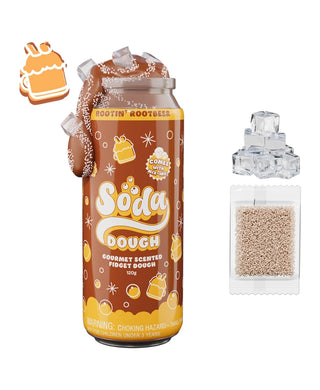 Rootin' Rootbeer scented fidget dough in brown soda can with mix-ins
