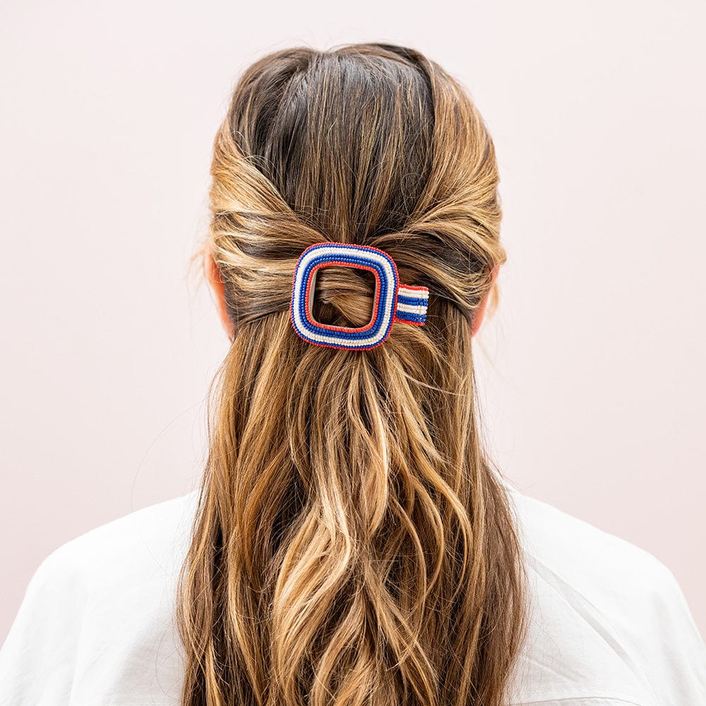 Charlotte Stripe Flat Hair Clip - Buttercup Lynne Boutique