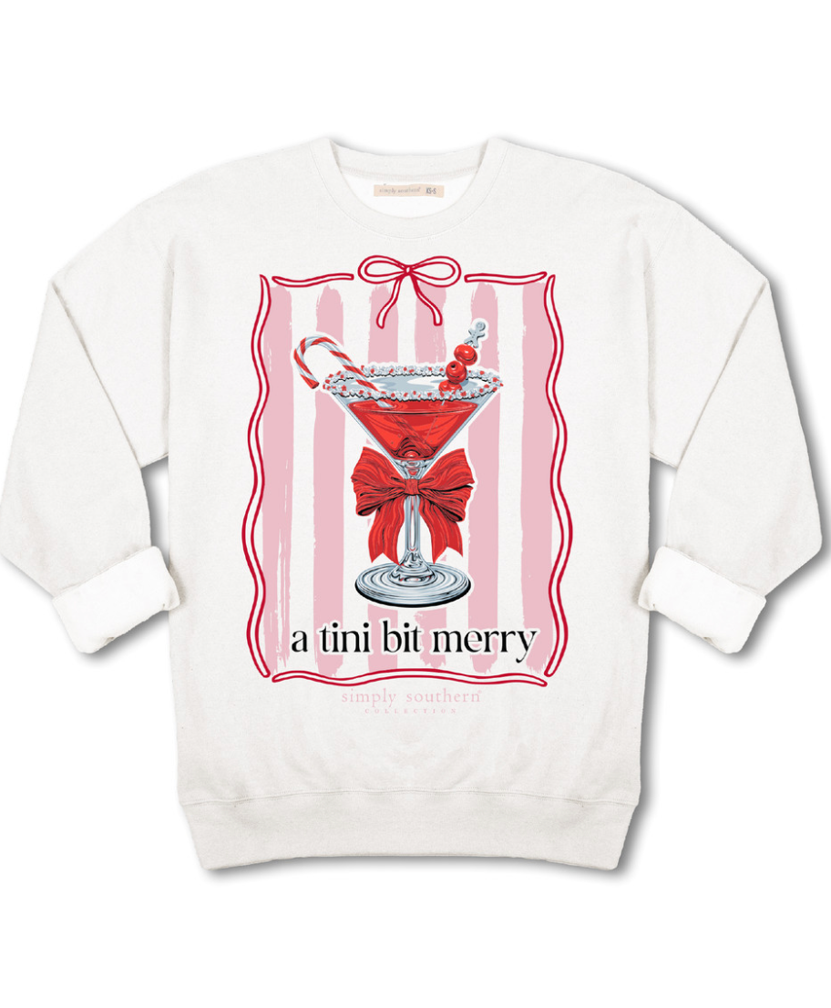 Simply Southern A Tini Bit Merry Crewneck – Women’s White
