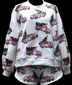 Pink Truck Homestyle Christmas Sweatshirt