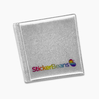 Stickerbeans Mini Collector's Book in silver glitter finish with colorful logo