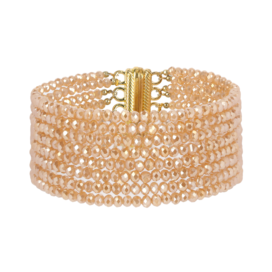 BuDhaGirl Meghan 5 Strand Crystal Bracelet - Pink or Taupe