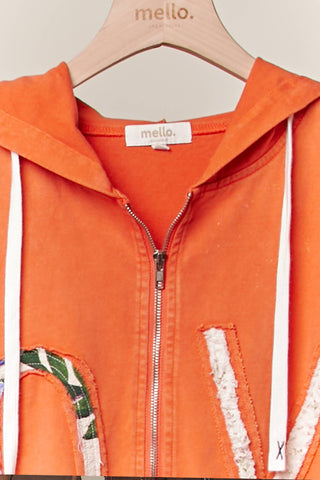 Mello Love Story Patchwork Zip-Up Hoodie