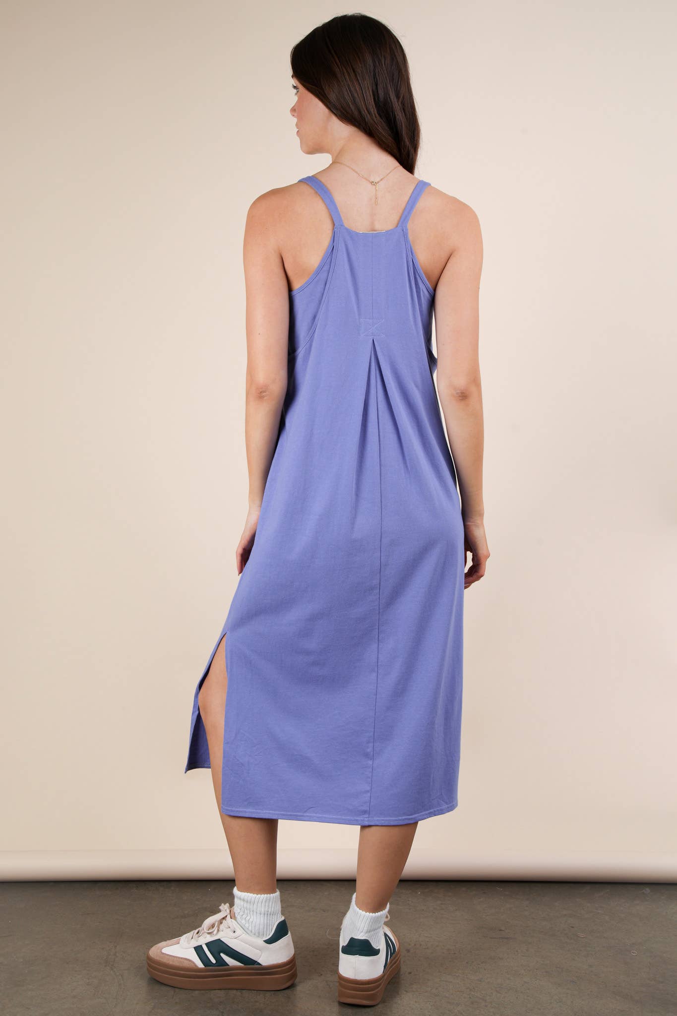 ND31605-V-Neck Sleeveless Casual Comfy Midi Dress - Buttercup Lynne Boutique