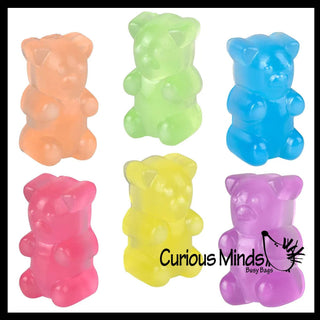 Curious Minds Toys - 1 Bag of 6 Gummy Bear Squishy Mochi Fidget - Cute Animal