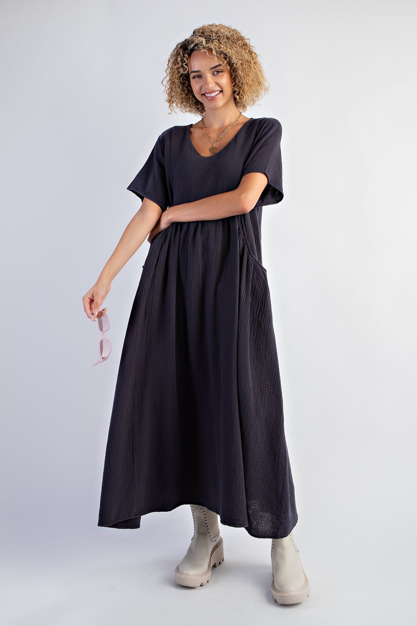 Soft Washed Cotton Gauze Maxi Dress