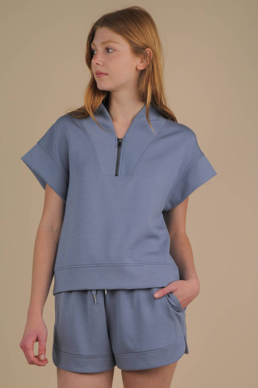 NT12155SET-Comfy Solid Knit Top & Shorts Set - Buttercup Lynne Boutique