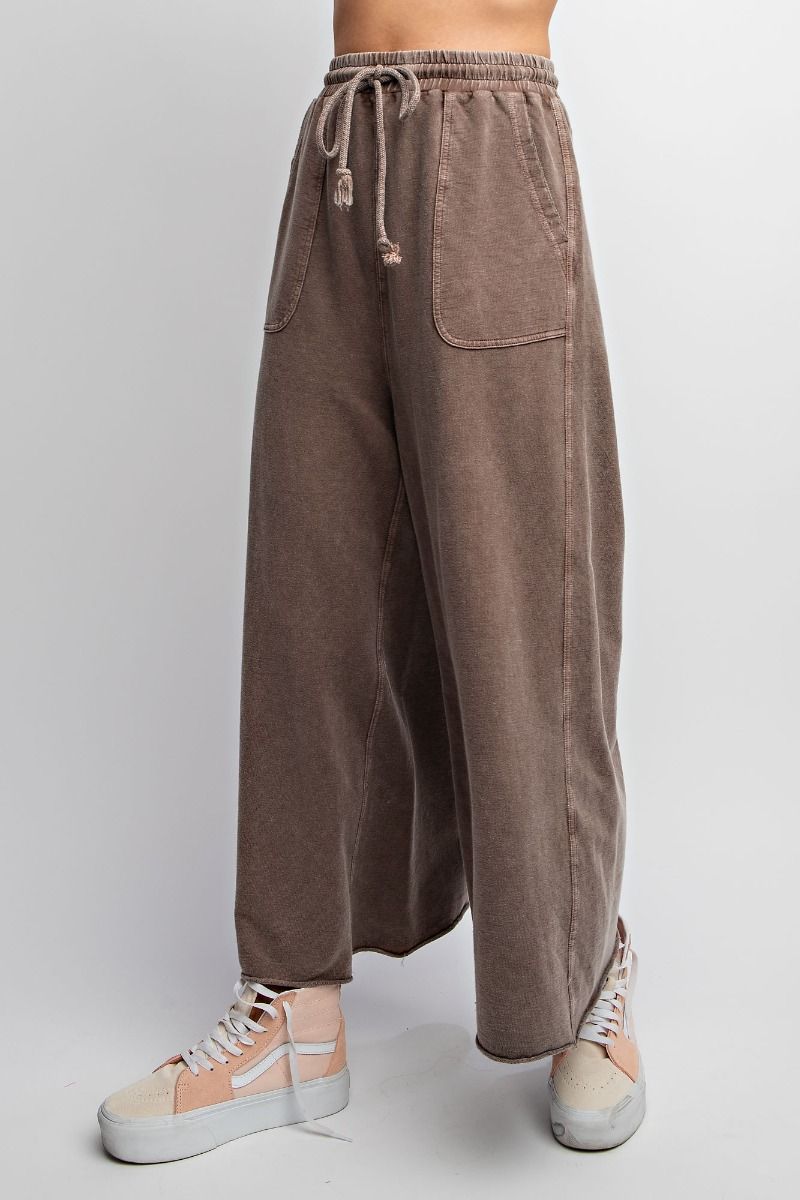 Terry Knit Mineral Washed Sweatpants - Plus - Mocha