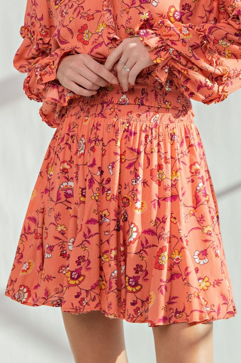 Easel Floral Mini Skirt