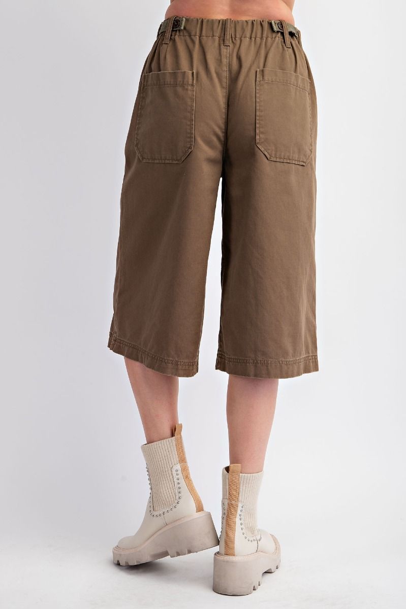 Easel Washed Twill Midi Pants