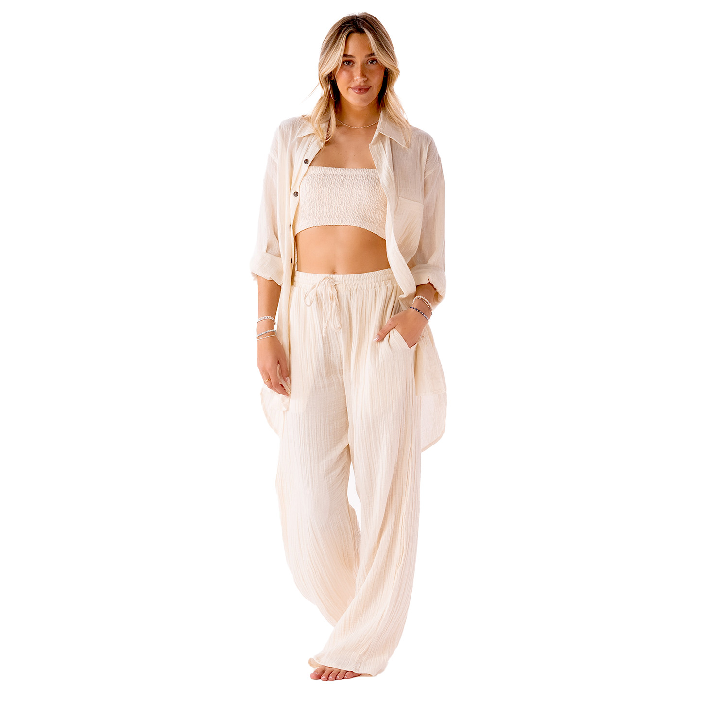 Cream Cabana Pants