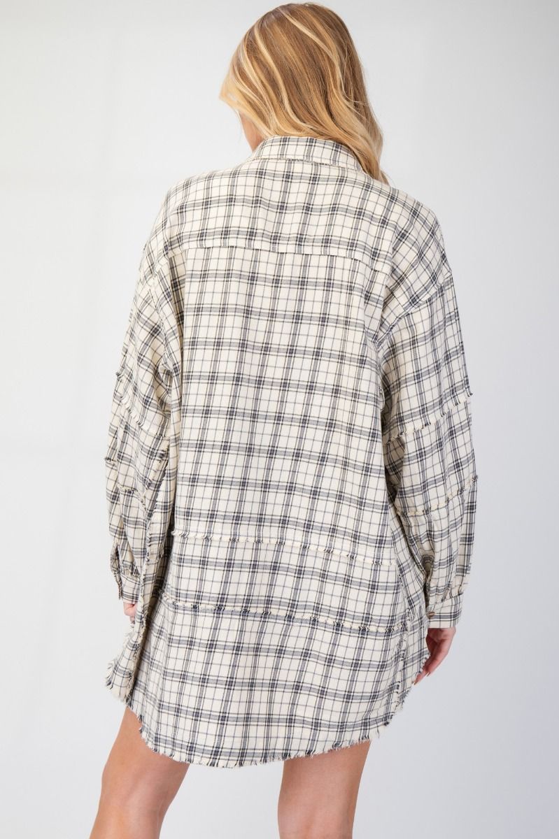 Looking at you Loose Fit Plaid Shirt - Oversized - Natural