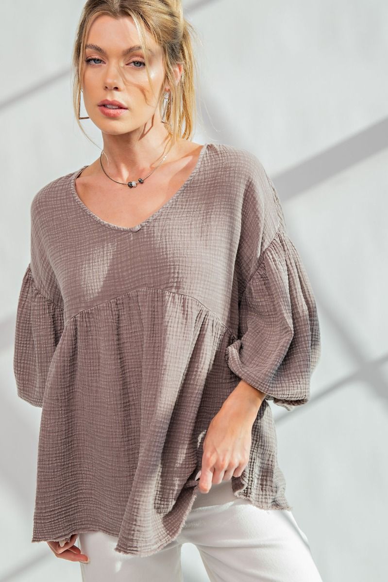 Loose Fit Babydoll Top - Regular Size - Oversized fit