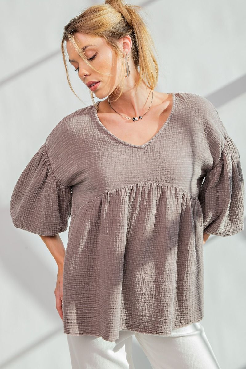 Loose Fit Babydoll Top - Regular Size - Oversized fit