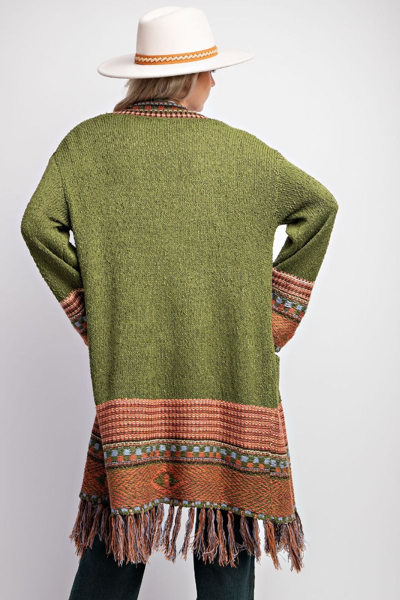 Ethnic-Inspired Cardigan Sweater - Regular Size