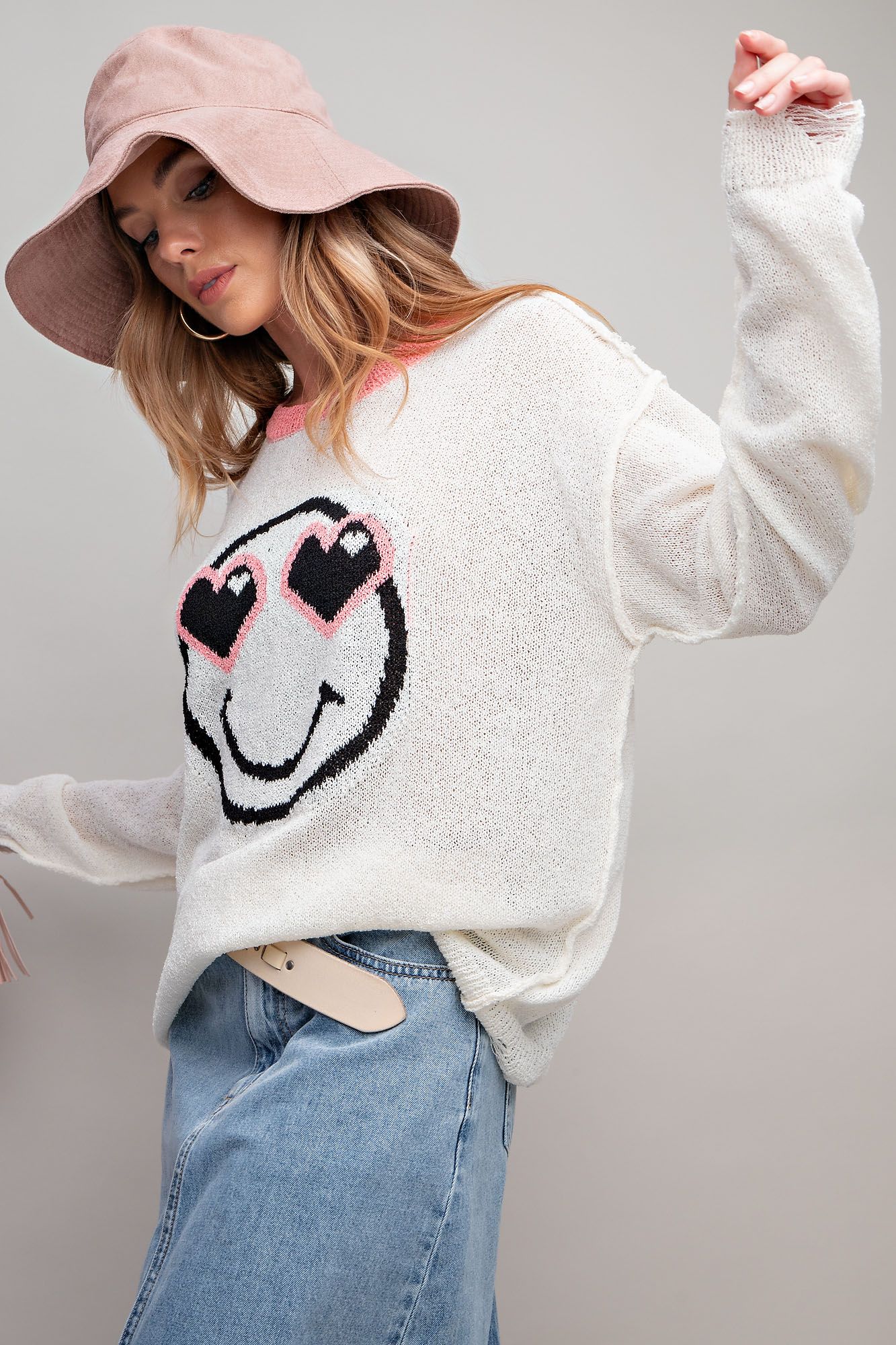 Smiley Face Knitted Sweater - Regular Size