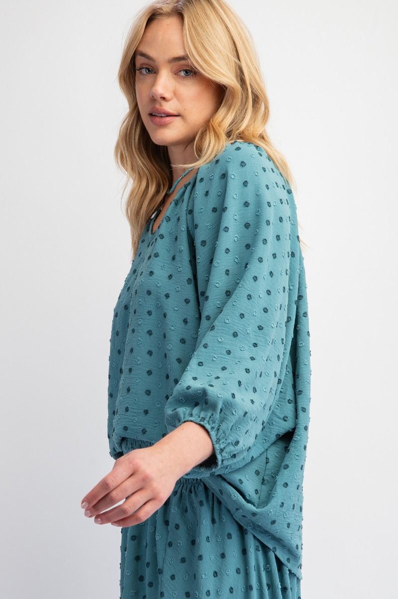 Easel Pom Pom Dolman Sleeve Top