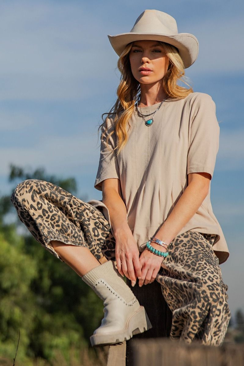 Pleated Mineral Wash Cotton Top - Buttercup Lynne Boutique
