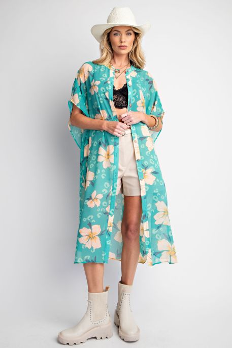 Easel Bloom & Breeze Chiffon Duster - Buttercup Lynne Boutique