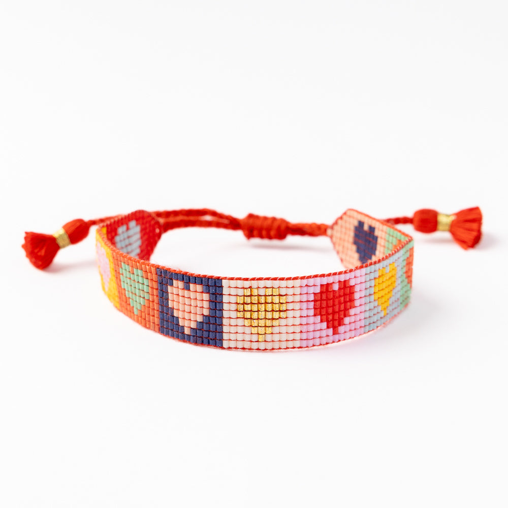 Gabby Multicolor Heart Beaded Bracelet – Red - Buttercup Lynne Boutique