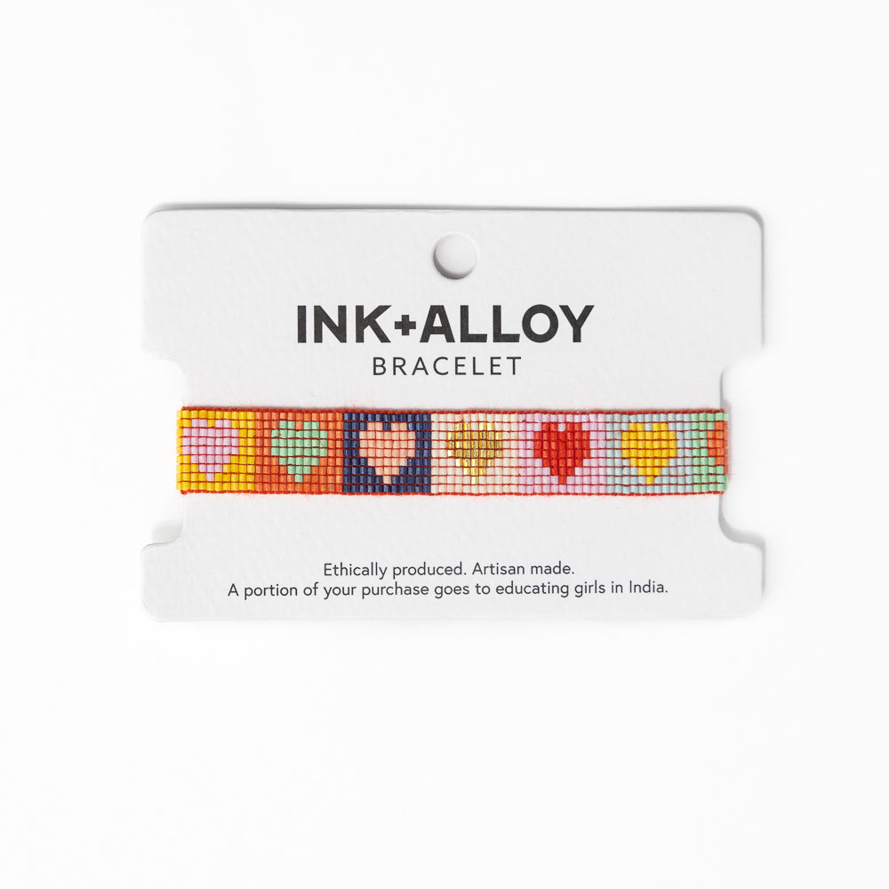 Gabby Multicolor Heart Beaded Bracelet – Red - Buttercup Lynne Boutique