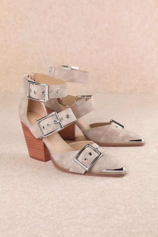 MiiM Hendrix Buckle Heel Sandal – Light Taupe