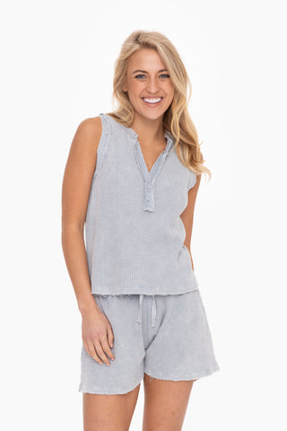 Distressed Mineral-Washed Tank Top - Buttercup Lynne Boutique