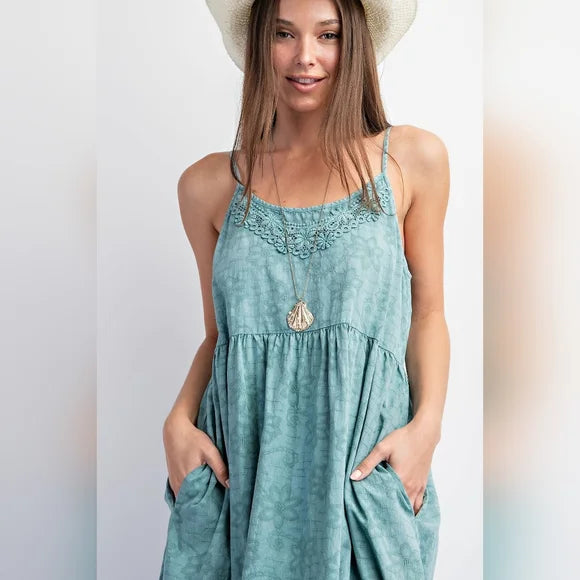 Mineral Washed Cami Dress in Pacific Ocean Hues