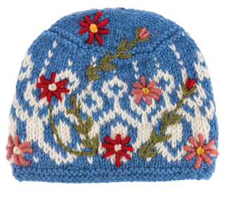 Embroidered Floral Wool Beanie