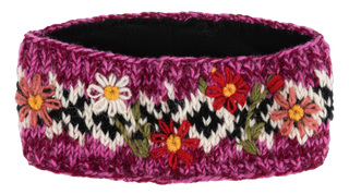 Winter Blooms Embroidered Wool Headband