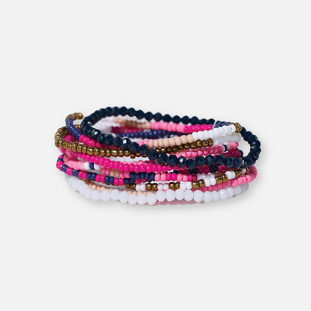 Sage Mixed Stripe Beaded Stretch Bracelets - Buttercup Lynne Boutique