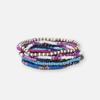 Sage Mixed Stripe Beaded Stretch Bracelets - Buttercup Lynne Boutique