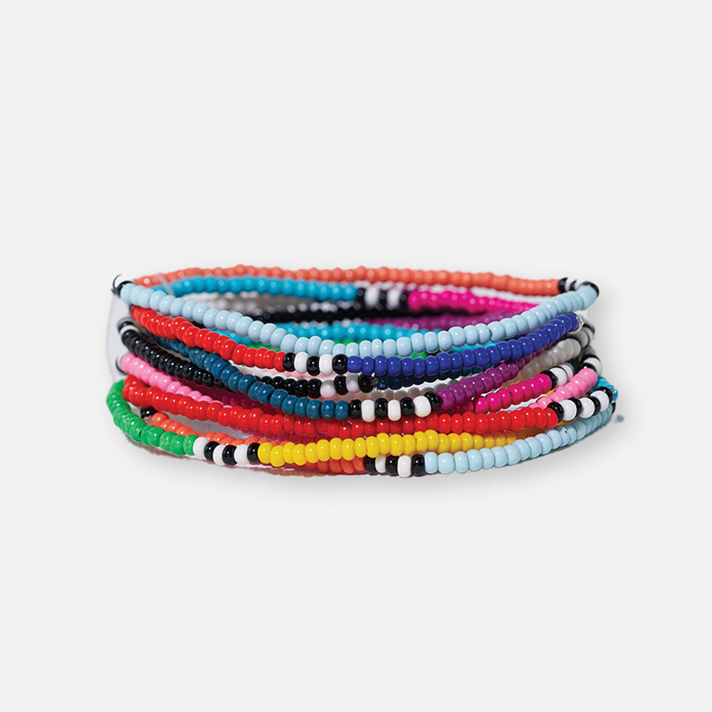 Sage Mixed Stripe Beaded Stretch Bracelets - Buttercup Lynne Boutique