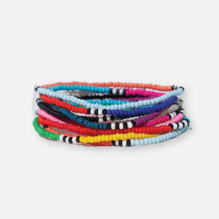 Sage Mixed Stripe Beaded Stretch Bracelets - Buttercup Lynne Boutique