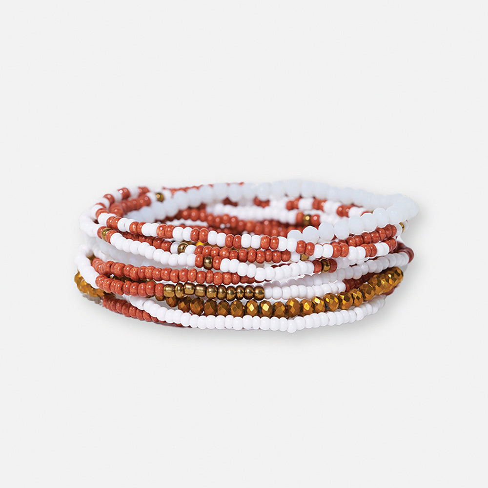 Sage Mixed Stripe Beaded Stretch Bracelets - Buttercup Lynne Boutique