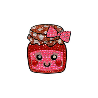 Stickerbeans Jellie rhinestone sticker featuring a kawaii red jam jar with bow
