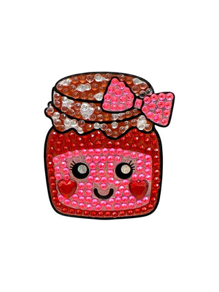Stickerbeans Jellie sticker featuring a kawaii red jam jar with rhinestone gems and bow