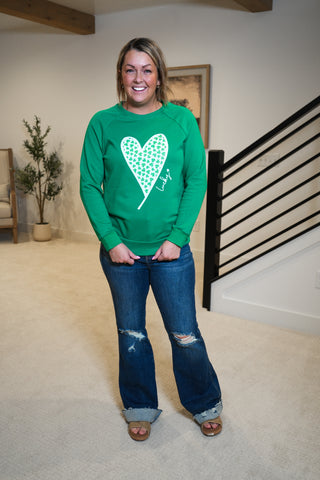 Lucky Shamrock Heart Crewneck Sweatshirt - Buttercup Lynne Boutique